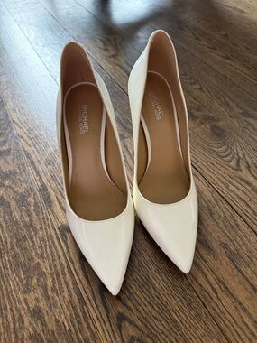 MICHAEL Michael Kors Cream Patent Pointed-Toe Pumps